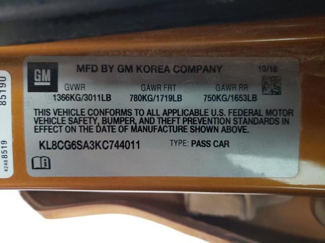 2019 CHEVROLET SPARK ACTI KL8CG6SA3KC744011