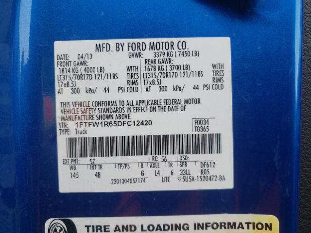 VIN 5J8YD9H43PL002838 2013 FORD F150 SUPER no.10