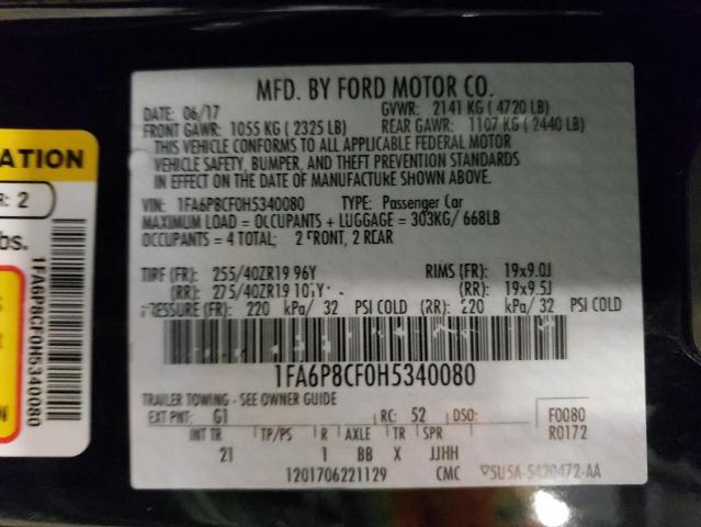 2017 FORD MUSTANG GT 1FA6P8CF0H5340080