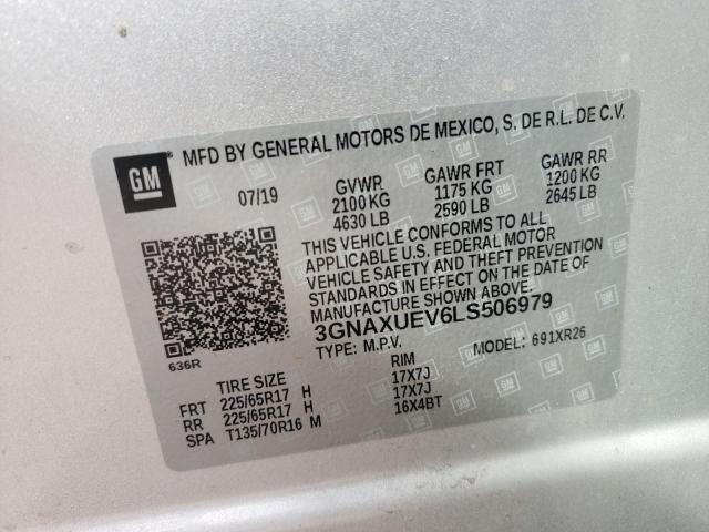 3GNAXUEV6LS506979 Chevrolet Equinox Lt 2020. Фото: 9