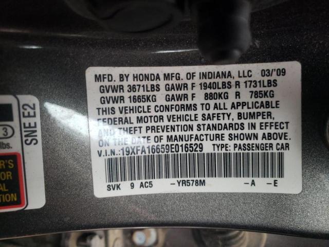 19XFA16659E016529 Honda Civic Lx-S 2009. Фото: 9