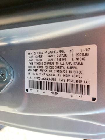 1HGCS12378A004798 Honda Accord Lx- 2008. Фото: 9