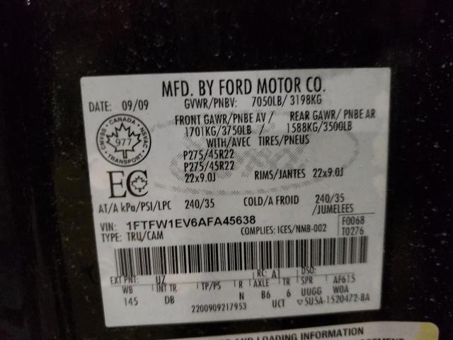 1FTFW1EV6AFA45638 Ford F150 Super 2010. Фото: 9