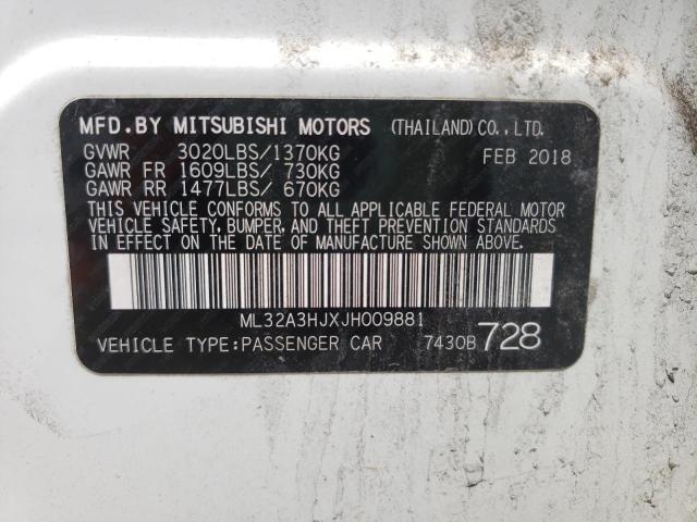 2018 MITSUBISHI MIRAGE ES ML32A3HJXJH009881