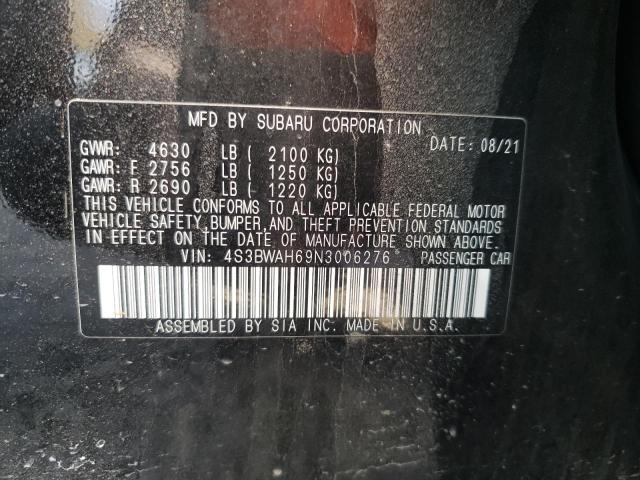 2022 SUBARU LEGACY SPO 4S3BWAH69N3006276