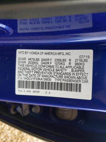 1HGCV1F33KA139530 Honda Accord Spo 2019. Фото: 9