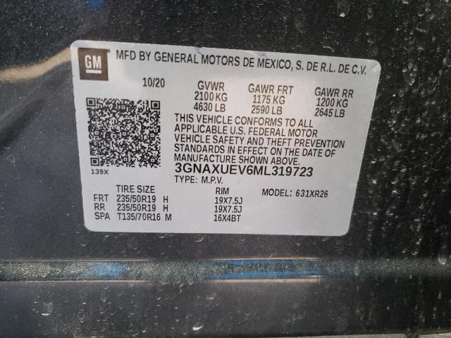 3GNAXUEV6ML319723 Chevrolet Equinox Lt 2021. Фото: 9