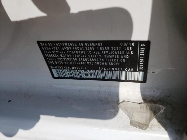 2016 VOLKSWAGEN E-GOLF SE WVWKP7AU6GW915151