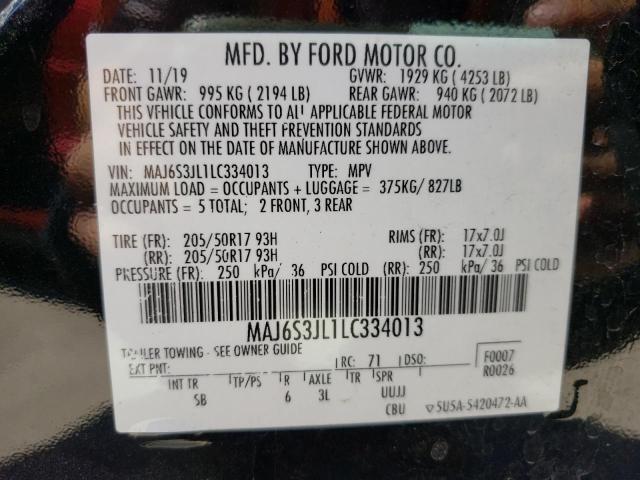 2020 FORD ECOSPORT S MAJ6S3JL1LC334013