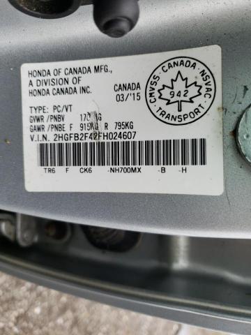 2015 HONDA CIVIC LX 2HGFB2F42FH024607