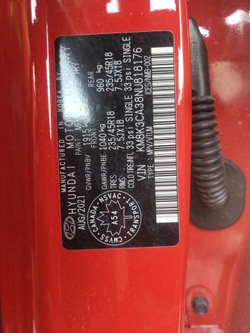 2022 HYUNDAI KONA N LIN KM8K3CA38NU818176
