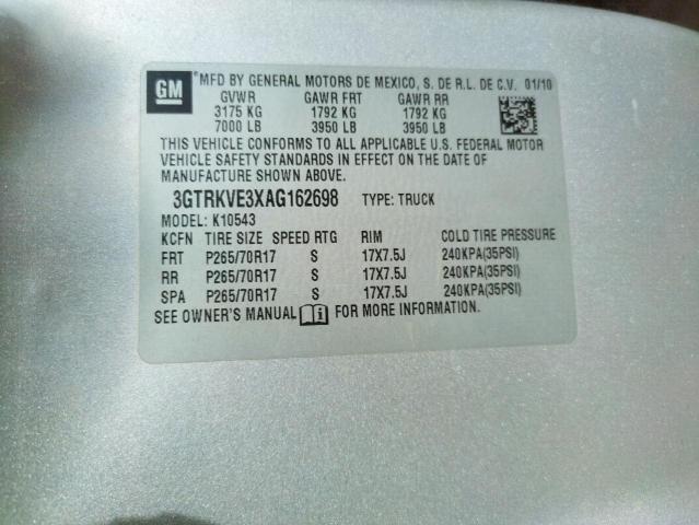3GTRKVE3XAG162698 Gmc Sierra K15 2010. Фото: 9