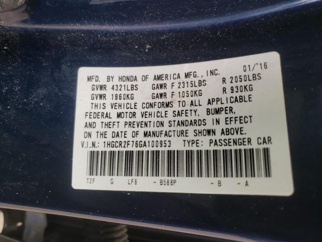 2016 HONDA ACCORD EX 1HGCR2F76GA100953