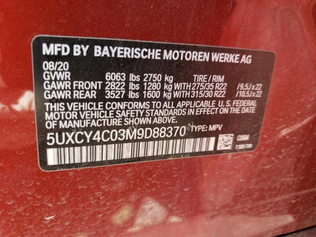 2021 BMW X6 SDRIVE 5UXCY4C03M9D88370