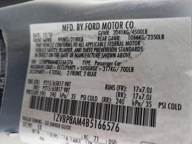 1ZVBP8AM4B5166576 Ford Mustang 2011. Фото: 9