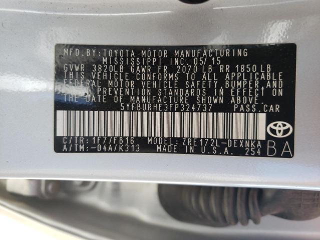 5YFBURHE3FP324737 Toyota Corolla L 2015. Фото: 9