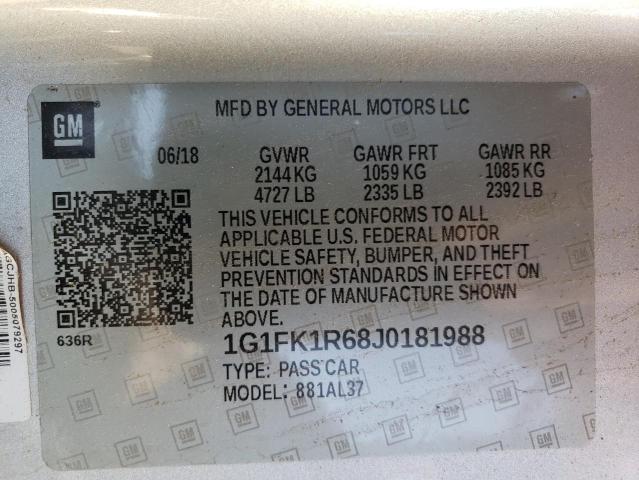 2018 CHEVROLET CAMARO ZL1 1G1FK1R68J0181988