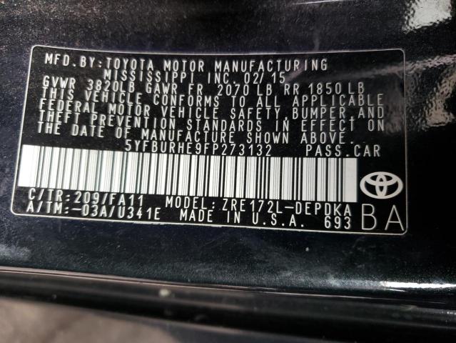 5YFBURHE9FP273132 Toyota Corolla L 2015. Фото: 9