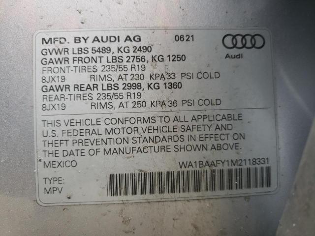 2021 AUDI Q5 PREMIUM WA1BAAFY1M2118331