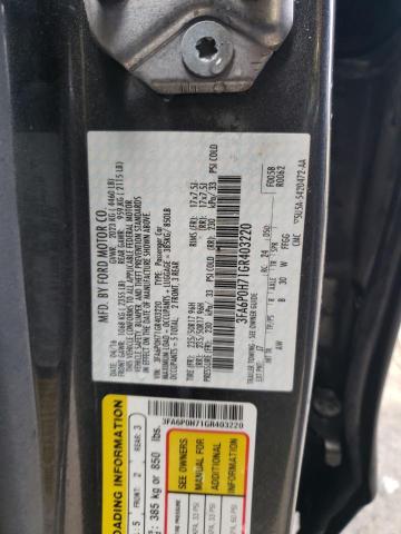 2016 FORD FUSION SE 3FA6P0H71GR403220