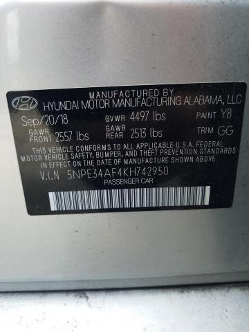 2019 HYUNDAI SONATA LIM 5NPE34AF4KH742950