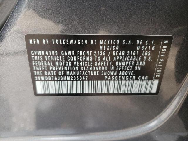 2017 VOLKSWAGEN JETTA SE 3VWDB7AJ3HM235347