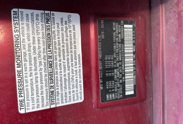 4S3BMBA6XA3229569 Subaru Legacy 2.5 2010. Фото: 9