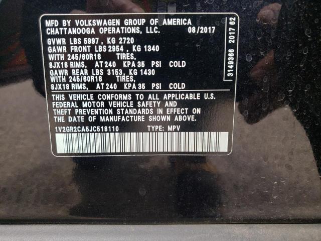 2018 VOLKSWAGEN ATLAS S 1V2GR2CA5JC518110