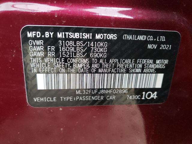 2022 MITSUBISHI MIRAGE ML32FUFJ8NHF02896