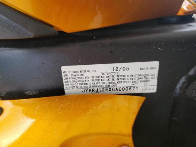 2006 YAMAHA YZFR6 L JYARJ12EX6A000671