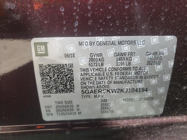 2019 BUICK ENCLAVE PR 5GAERCKW2KJ104194