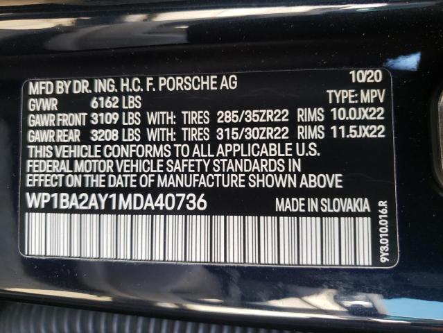 2021 PORSCHE CAYENNE CO WP1BA2AY1MDA40736
