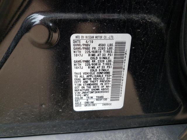 JN8AT2MT3KW265690 Nissan Rogue S 2019. Фото: 9