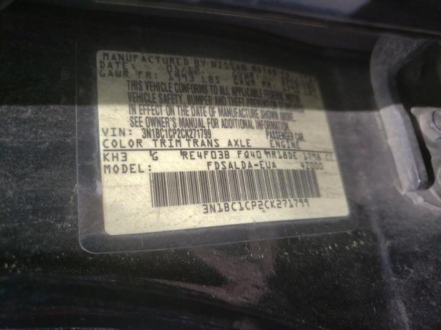 3N1BC1CP2CK271799 Nissan Versa S 2012. Фото: 9