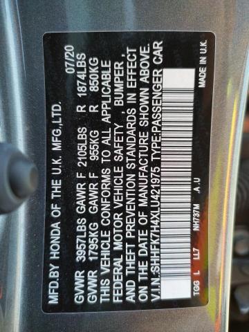 2020 HONDA CIVIC SPOR SHHFK7H4XLU421975