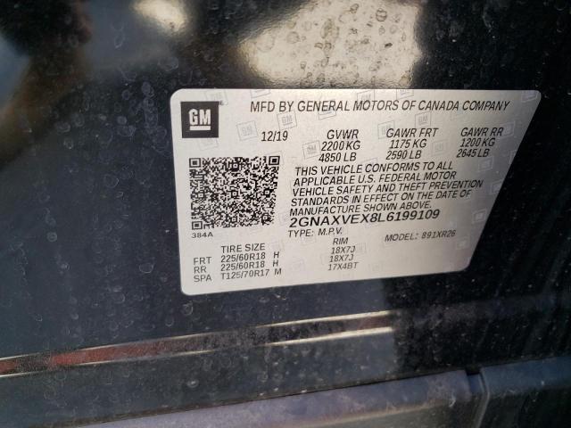 2GNAXVEX8L6199109 Chevrolet Equinox Lt 2020. Фото: 9