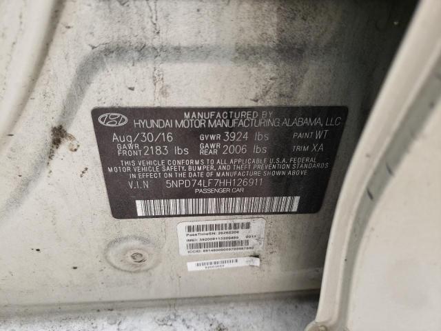 2017 HYUNDAI ELANTRA SE 5NPD74LF7HH126911