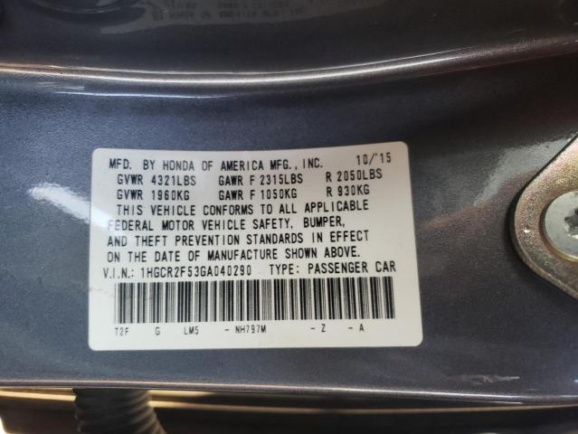 1HGCR2F53GA040290 Honda Accord Spo 2016. Фото: 9