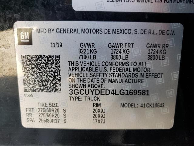 3GCUYDED4LG169581 Chevrolet Silverado 2020. Фото: 9