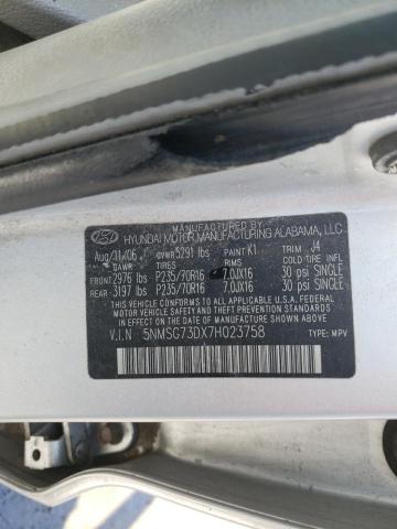 5NMSG73DX7H023758 Hyundai Santa Fe G 2007. Фото: 9