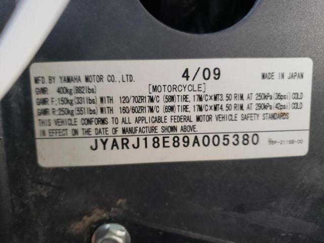 2009 YAMAHA FZ6 R JYARJ18E89A005380