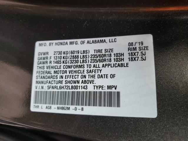 5FNRL6H72LB001143 Honda Odyssey Ex 2020. Фото: 9