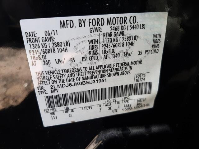 2LMDJ6JK0BBJ31951 Lincoln Mkx 2011. Фото: 9