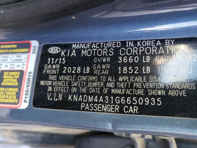 2016 KIA RIO LX KNADM4A31G6650935