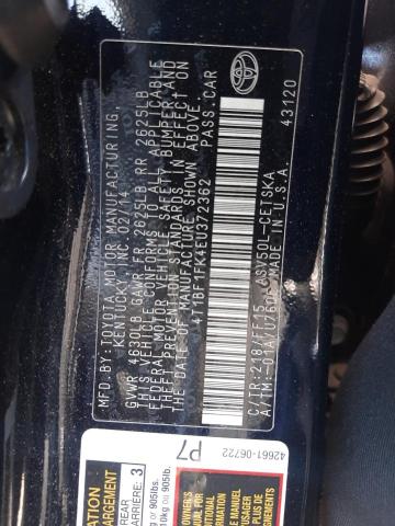 4T1BF1FK4EU372362 Toyota Camry L 2014. Фото: 9