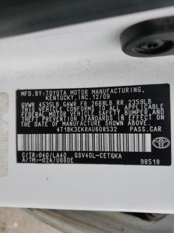 4T1BK3EK8AU608532 Toyota Camry Se 2010. Фото: 9
