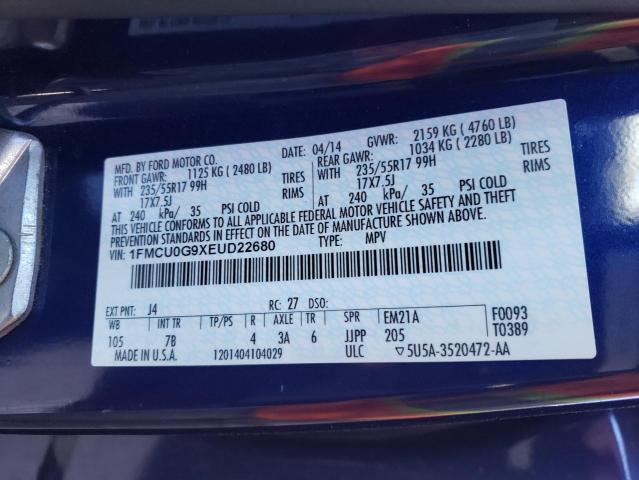 1FMCU0G9XEUD22680 Ford Escape Se 2014. Фото: 9
