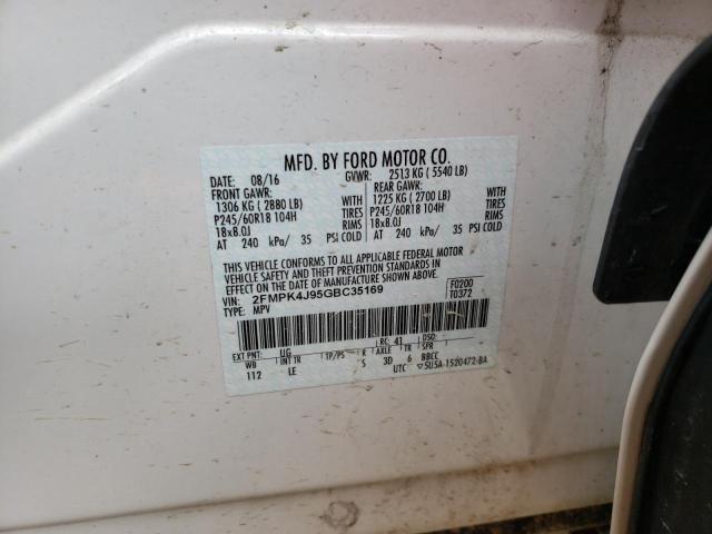 2FMPK4J95GBC35169 Ford Edge Sel 2016. Фото: 9