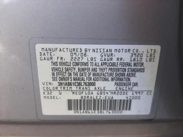 3N1AB61E38L763000 Nissan Sentra 2.0 2008. Фото: 9