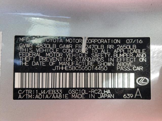2016 LEXUS RC 350 JTHHE5BC5G5014450